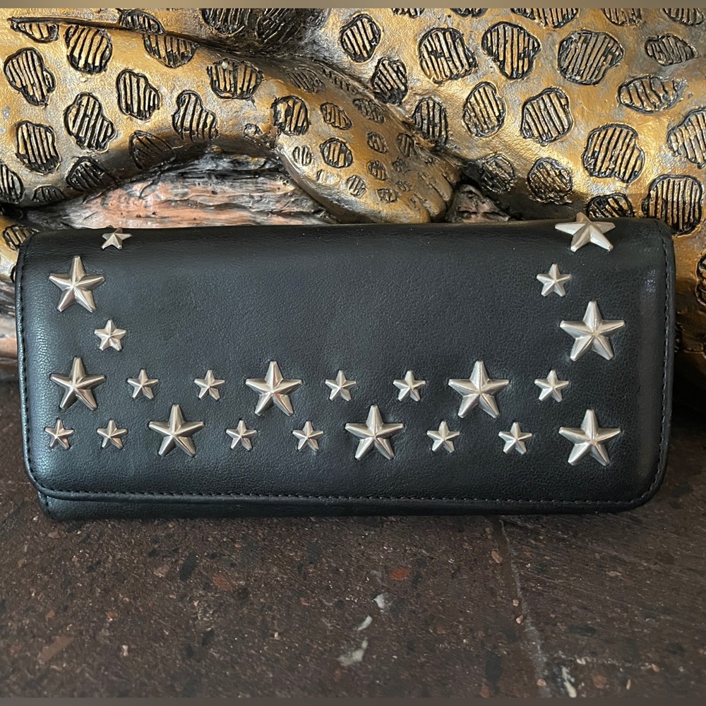 Jimmy Choo Black Wallet with Silver Stars